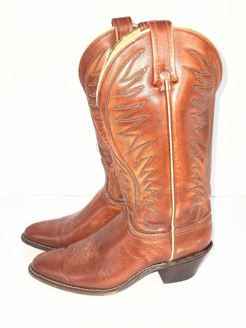 Vintage acme Cowboy Boots 1970's Genuine Leather Western Flame 7 C - Picture 4 of 16